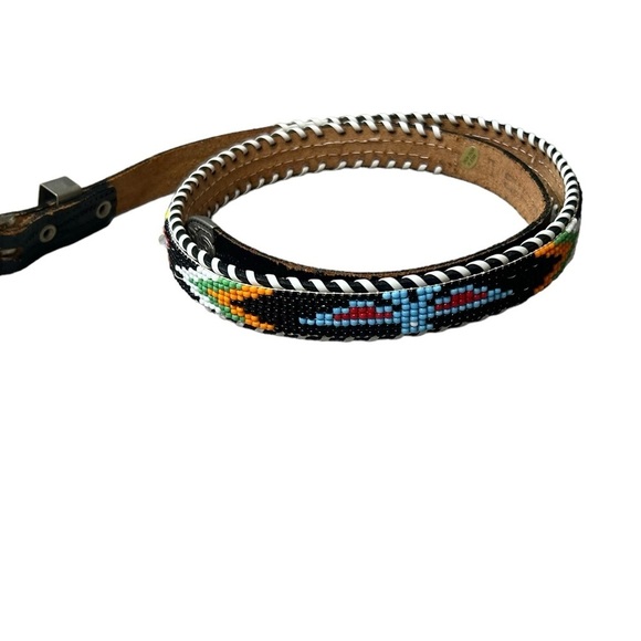 Vintage leather beaded belt - Picture 1 of 14